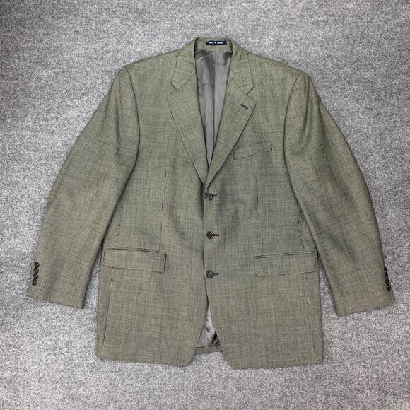 Vintage Ralph Lauren Blazer Mens 44 Long Beige Black Silk Wool Blend Houndstooth - Picture 2 of 14